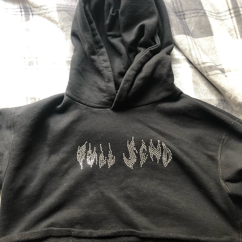 FULL SEND Black and Sequin Cropped Hoodie